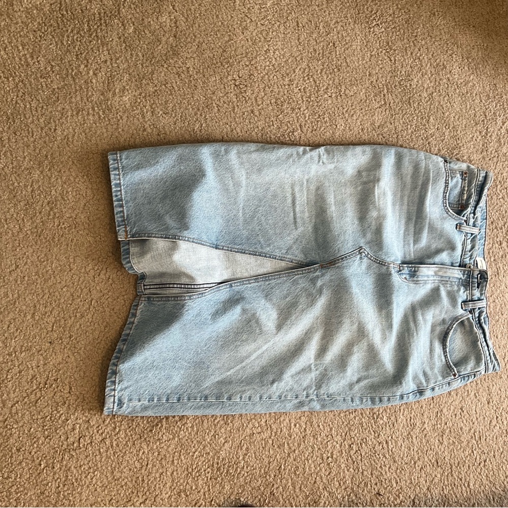 Abercrombie & Fitch Light Blue Denim Midi Skirt